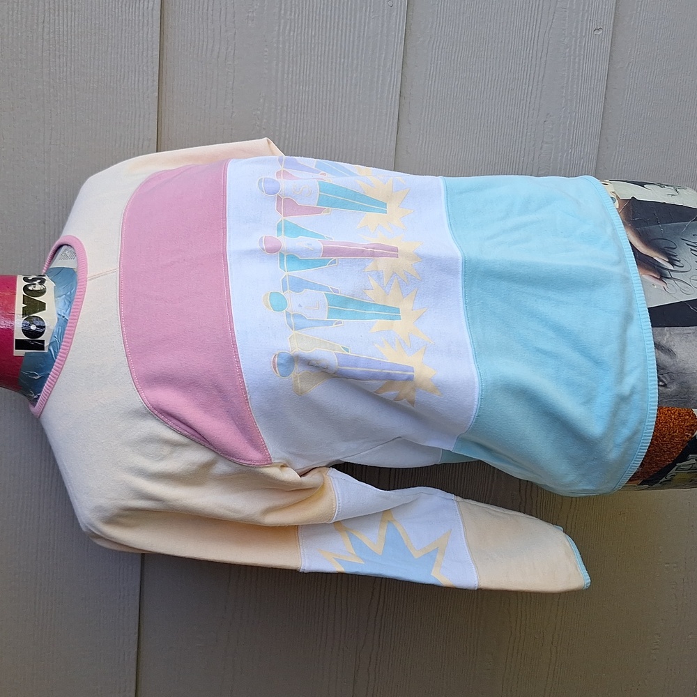 RARE VTG 80s 90s gem Blast Petites pastel colorblock lightweight sweatshirt